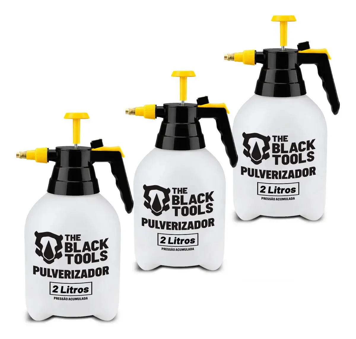 Kit 3 Pulverizador Borrifador Manual Pressão 2 Litros Compressão Prévia Profissional Branco Bpm20a The Black Tools - 1