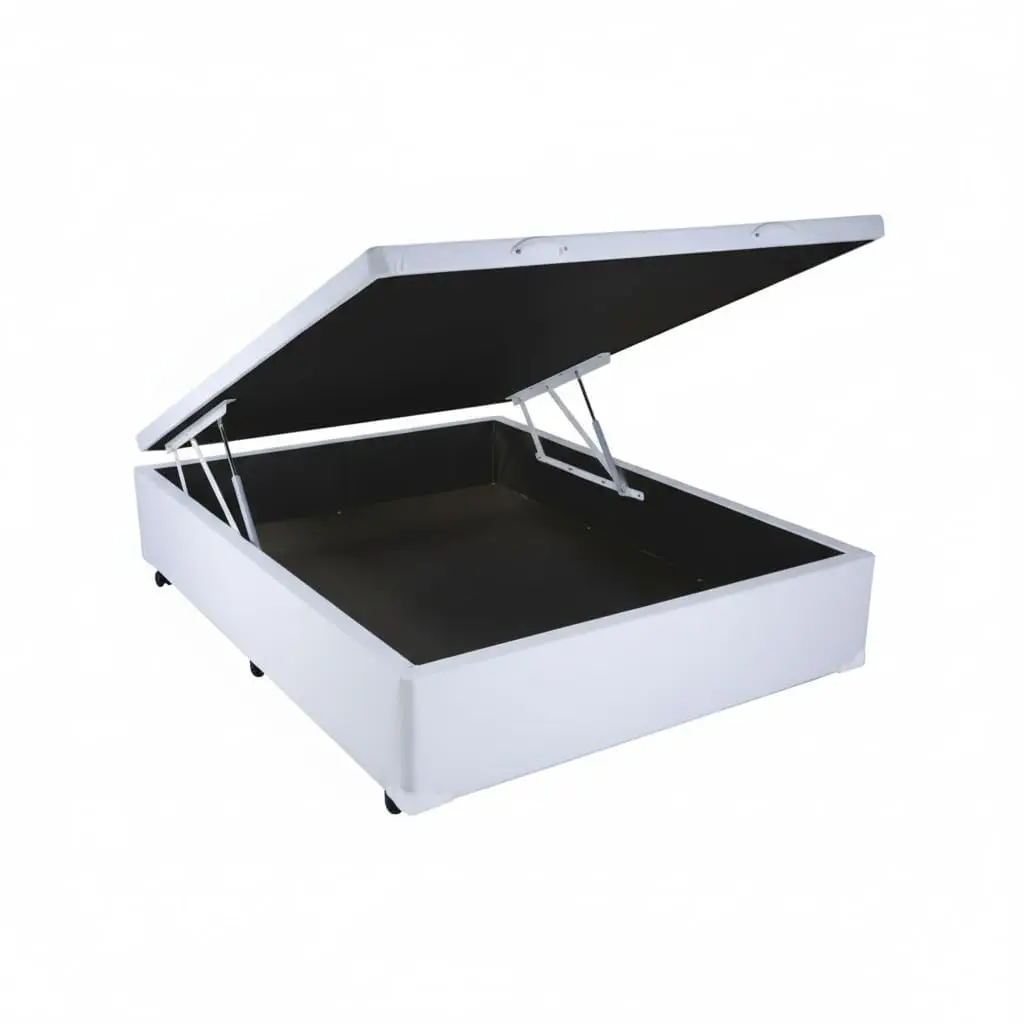 Cama Box Baú Viúvo (Corino Branco)
