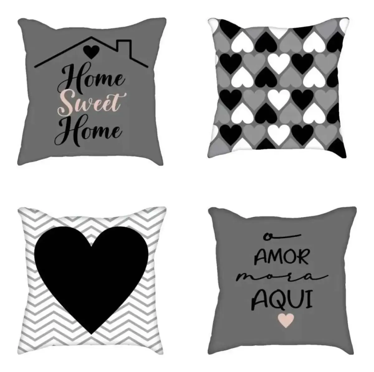 Kit 4 Almofadas Cheias Decorativas C/ Zíper 42 X 42 Premium Cor Kit 01