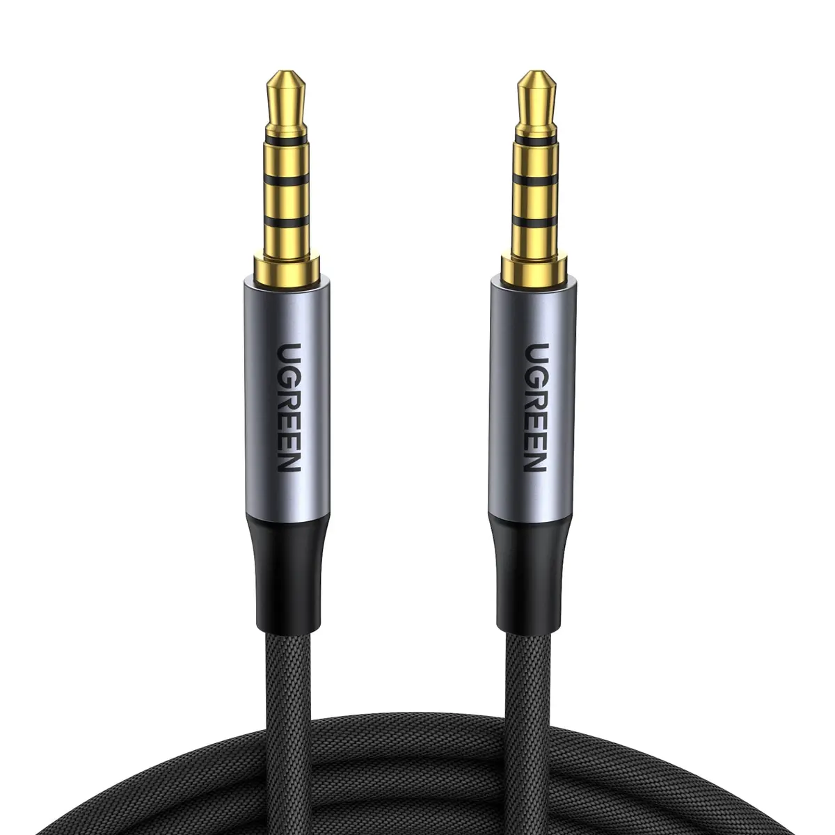 UGREEN Cabo P2 Auxiliar de Áudio 3.5mm 2M | Nylon Trançado, Carcaça de Alumínio, Compatível com Celulares, Tablets, Notebooks, Caixas de Som Premium