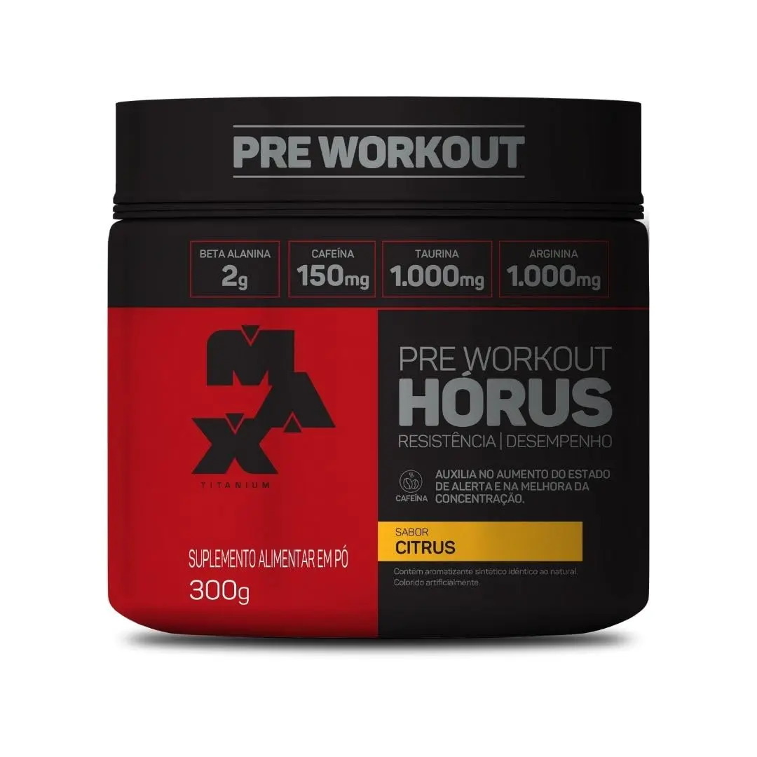 Suplemento Pré-Treino Max Titanium Hórus, Citrus, 300g - 1