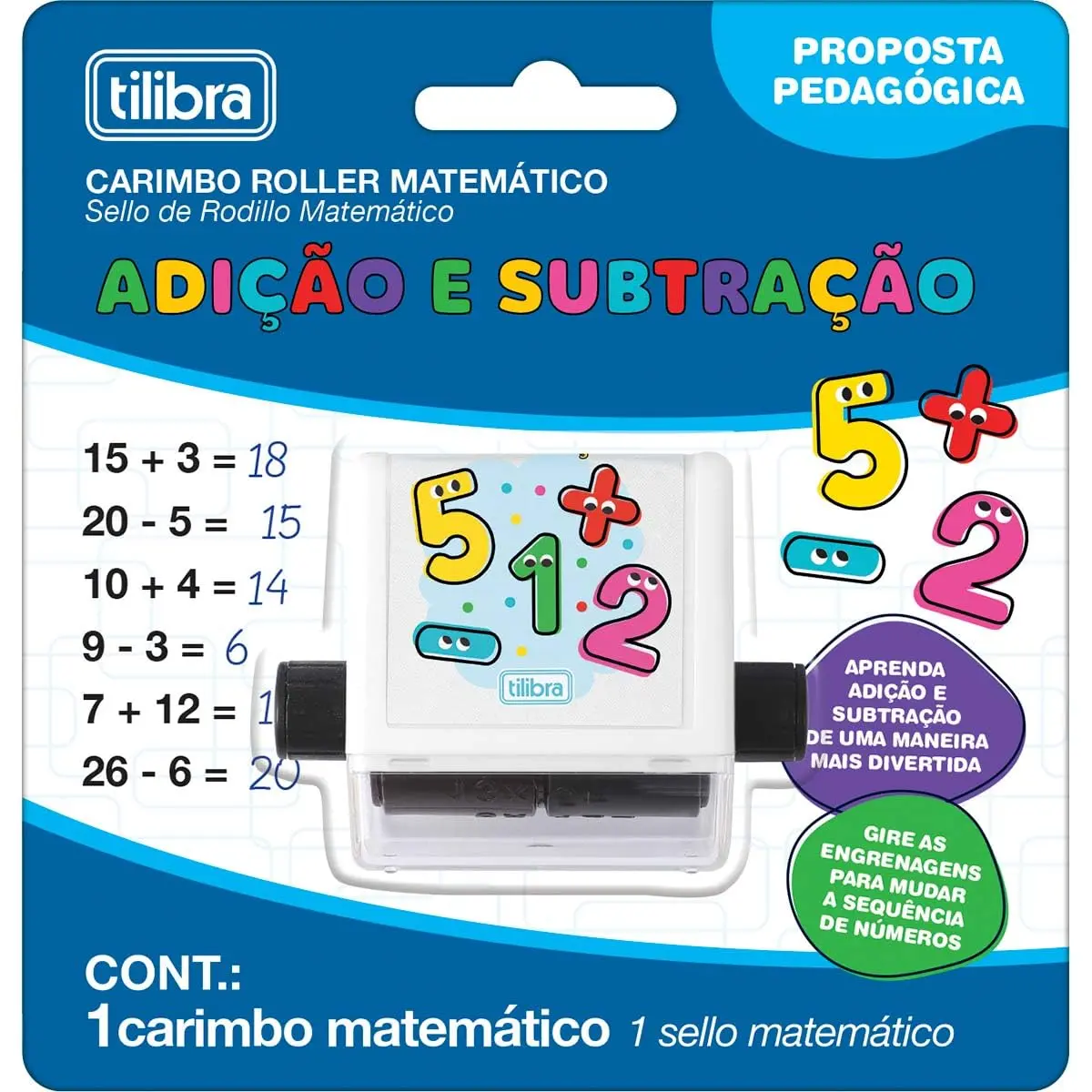 Tilibra - Carimbo Roller Matemático - Adição e Subtração