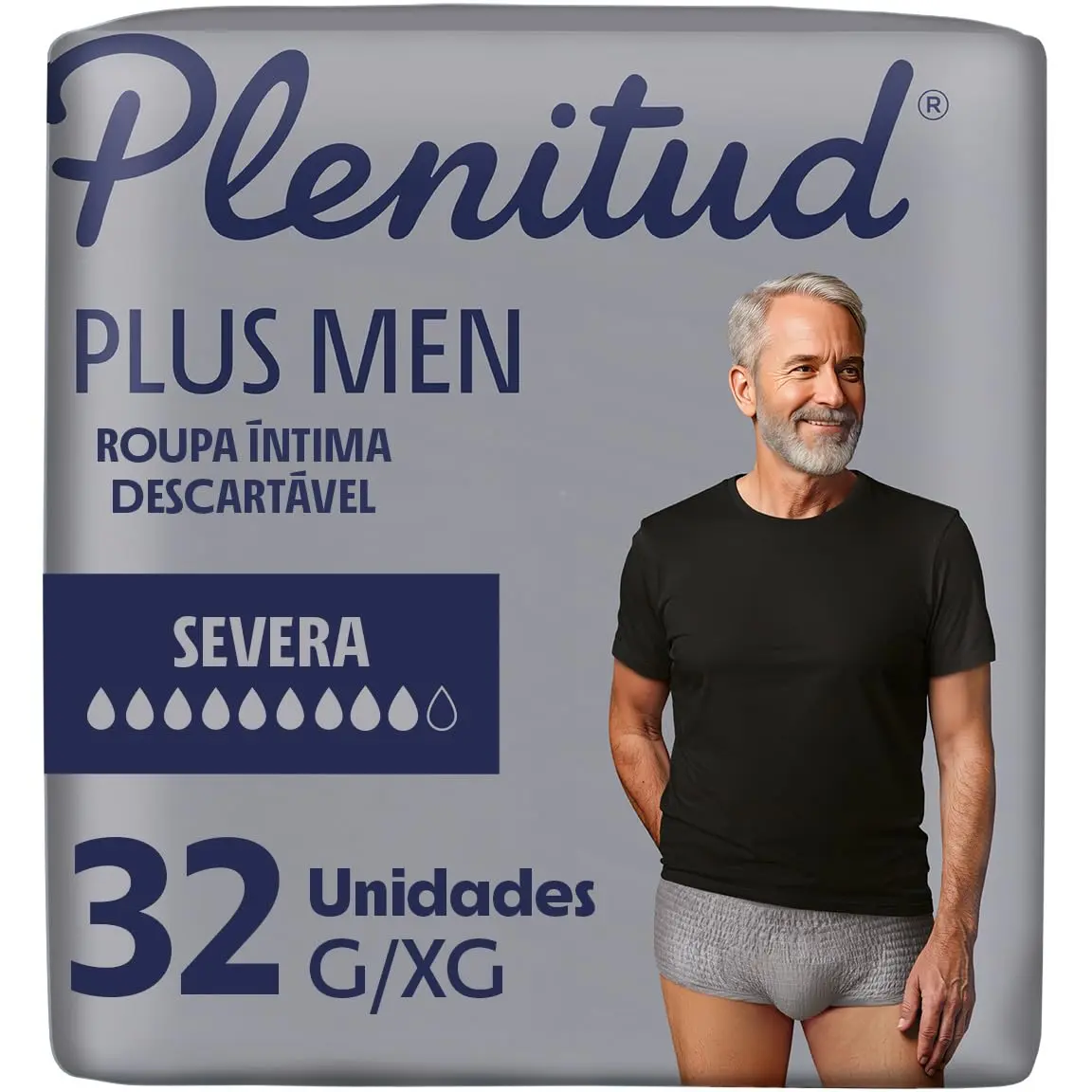 Roupa Íntima Masculina Plenitud Plus Man, Tamanho G/XG, 32 Unidades