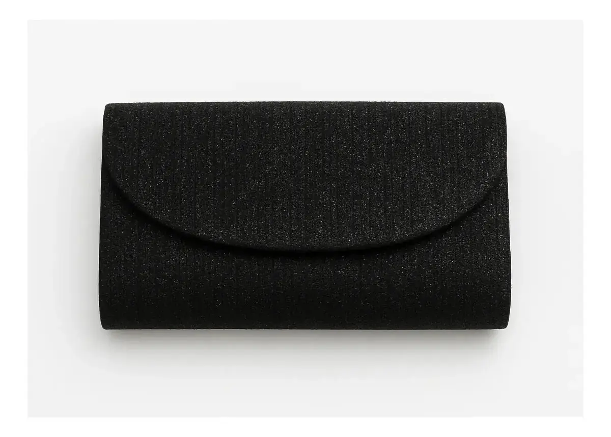 Bolsa Clutch para Festa Brilho e Glitter Feminina com Alça Removível Preta - 1