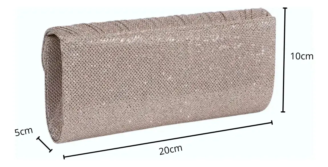 Bolsa Clutch para Festa Brilho e Glitter Feminina com Alça Removível Preta thumbnail 4