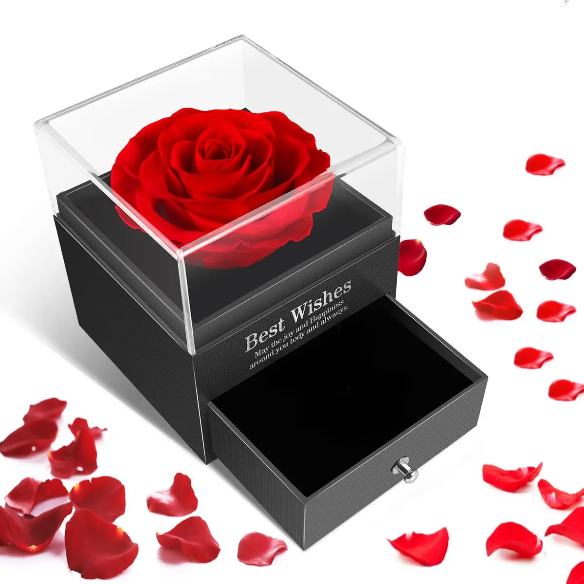 Rosa Eterna, Caixa Rosa Eterna, Caixa de Presente de Joias Flor de Rosa, Mulher, Feminino,Presente para Mãe, Dia dos Namorados Feminino, Rosa Imortal - 1