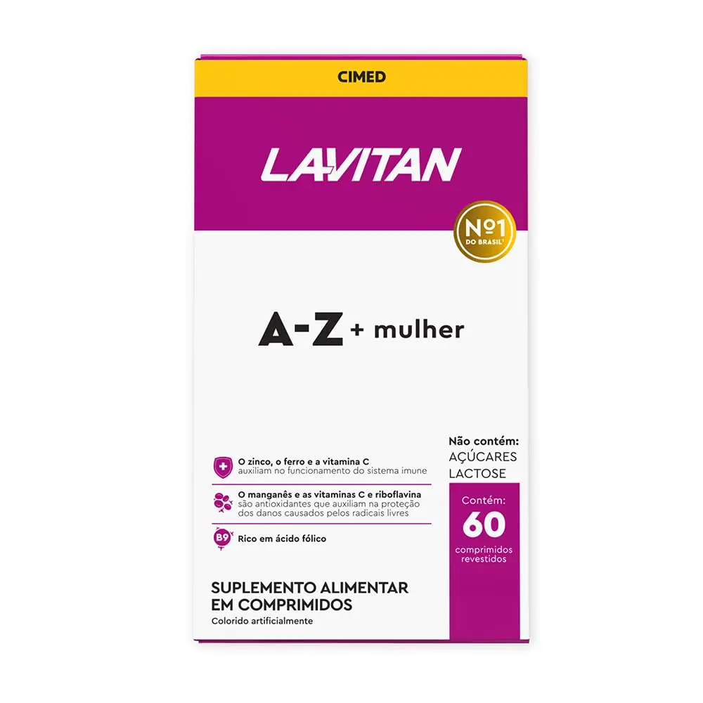 Suplemento Vitamínico - Mineral A-Z para Mulher, rosa, Lavitan, 60 cápsulas - 1