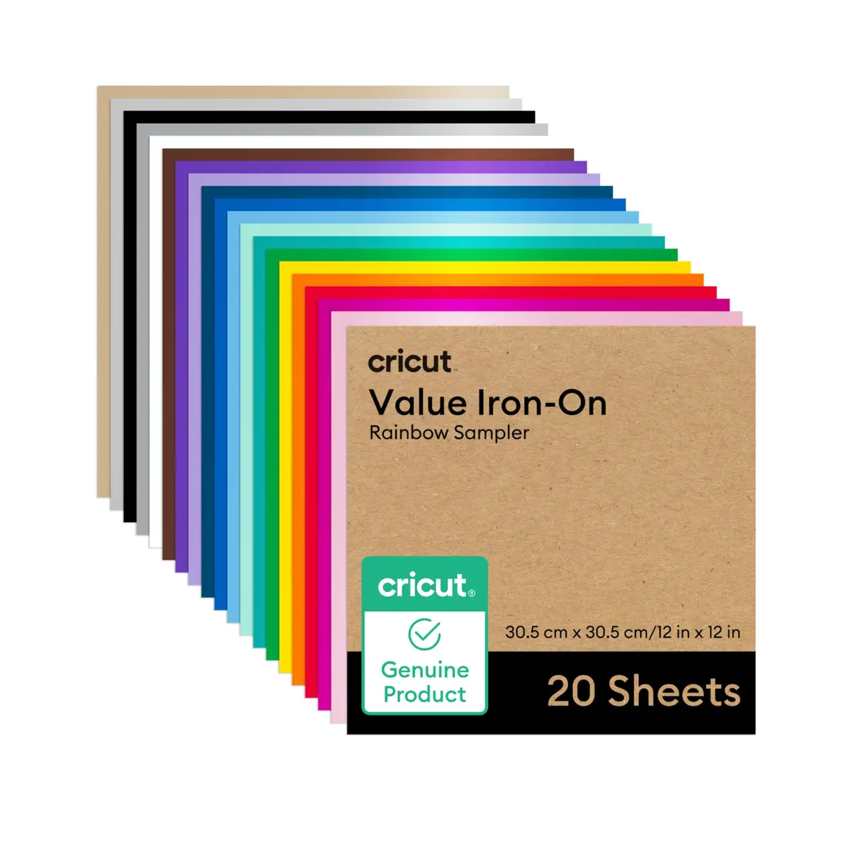 Cricut Value Iron-On Transfer Termocolante 20 Folhas 30 x 30cm, Rainbow