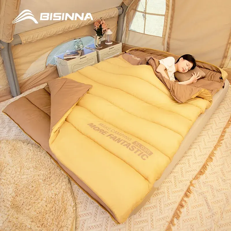 Saco de Dormir para Camping BISINNA para 2 Pessoas, Portátil, Quatro Estações, Saco de Dormir de Inverno para Acampamento ao Ar Livre, Viagens e Caminhadas - 1