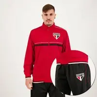 Agasalho São Paulo Trilobal Vermelho e Preto