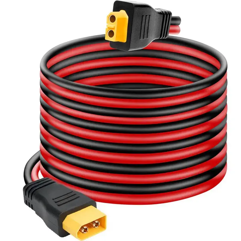 Cabo de Extensão XT60 Fêmea para Macho 12AWG de 3m/10FT e 1.5m/5FT para Anker SOLIX ALLPOWERS R2500 R1500 R600 Ecoflow River Delta Etc.