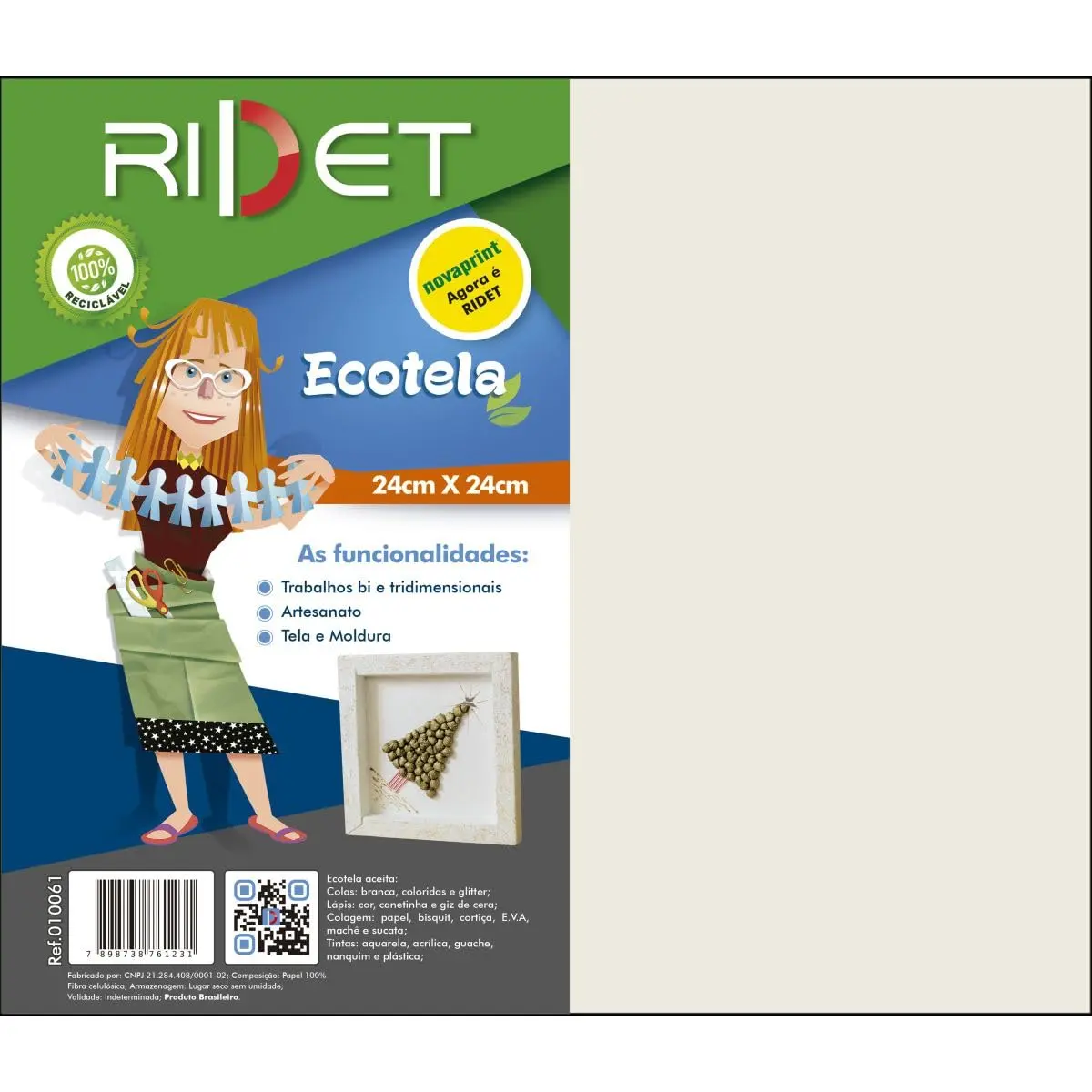 Tela Painel para Pintura Ecotela em Folhas 24X24Cm 111566 - 1