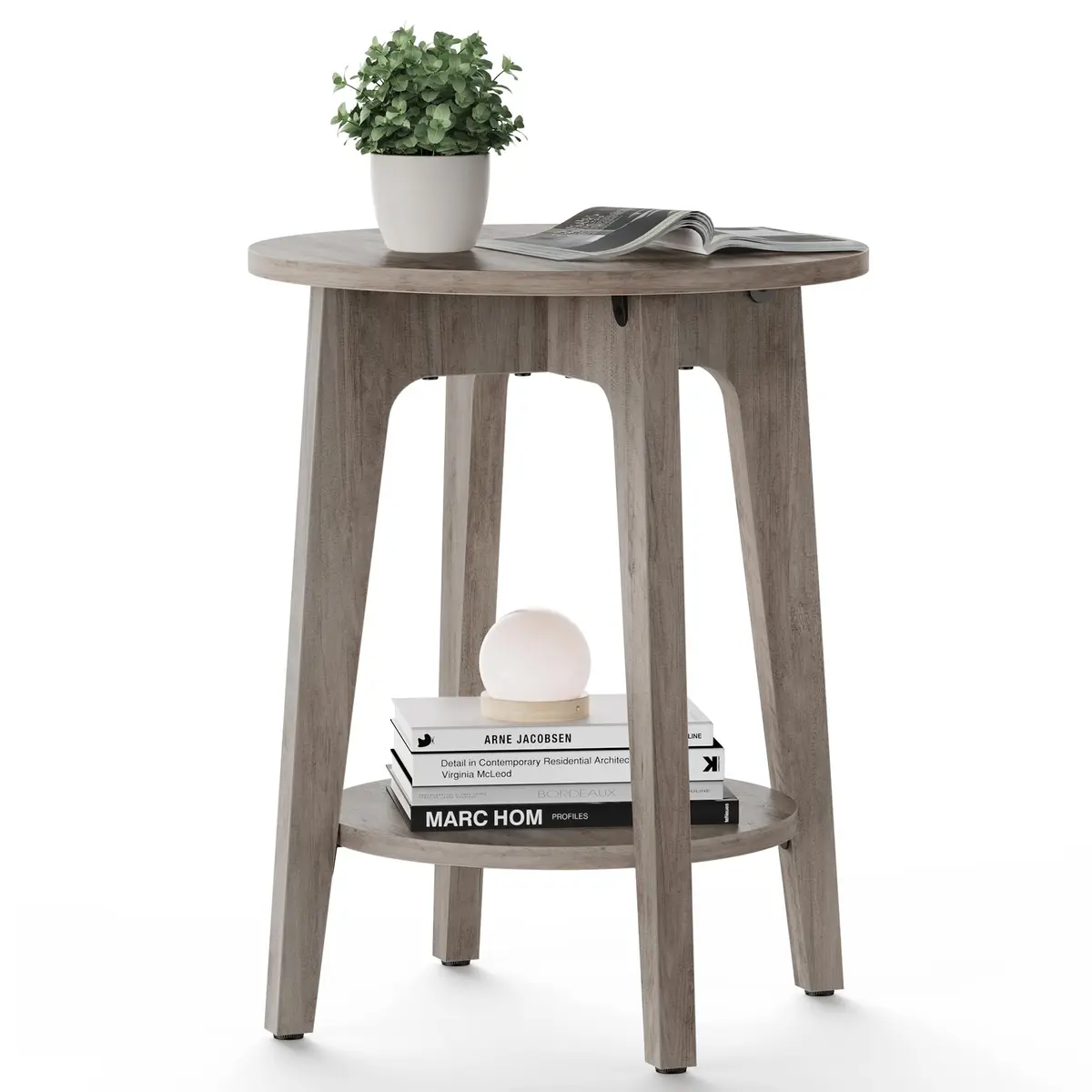 VASAGLE Maezo Mesa Lateral, Redonda de 2 Níveis, 40 x 40 x 50 cm | Mesa de Apoio, Mesa de Cabeceira para Sala de Estar e Quarto, Montagem Fácil, Aglomerado, Marfim Claro, BRLET283T02