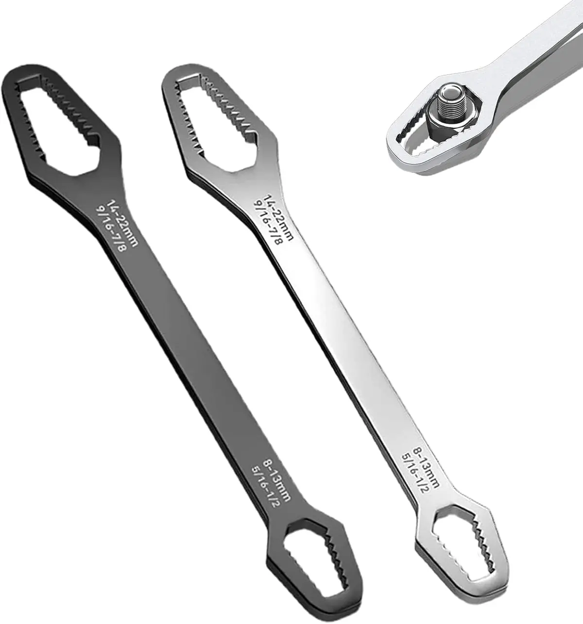 2 Chaves de Parafuso Ajustável com Catraca 8-22 mm Universal | Kit com 2 Peças, Ajuste 8-22 mm, Uso Universal