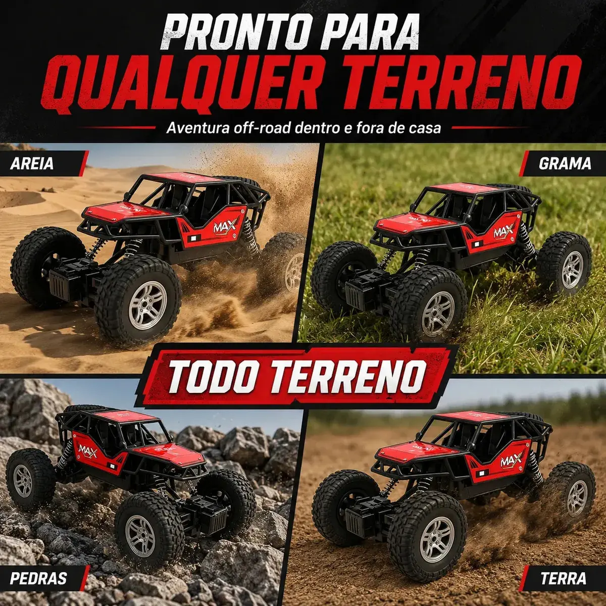 Carrinho Controle Remoto Rally Jipe Max Carro Grande Bateria Recarregavel Off Road Com Amortecedores 4x4 Brinquedo Kizumba thumbnail 2