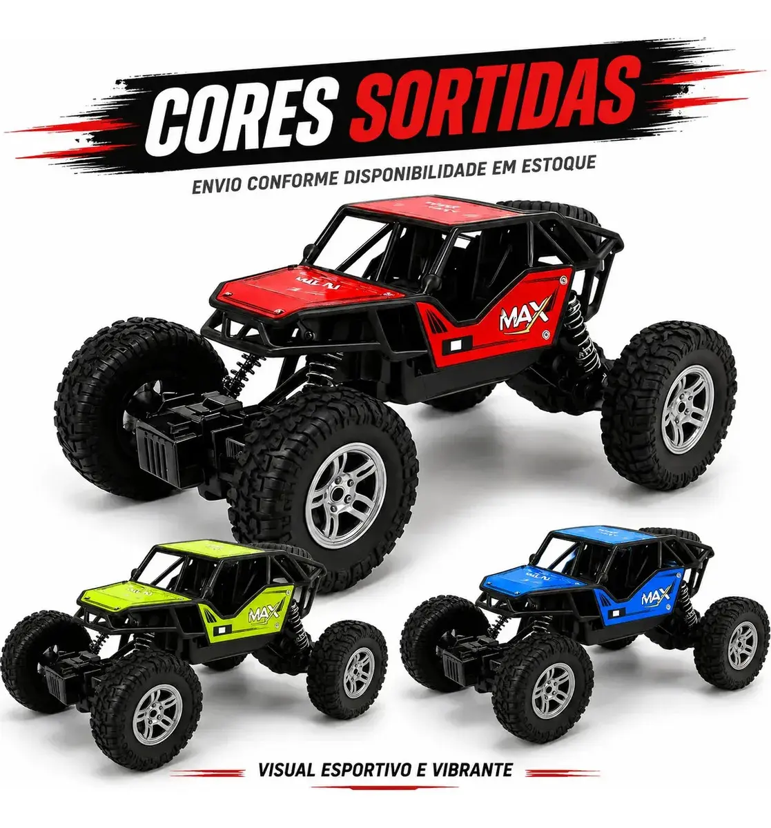 Carrinho Controle Remoto Rally Jipe Max Carro Grande Bateria Recarregavel Off Road Com Amortecedores 4x4 Brinquedo Kizumba thumbnail 7