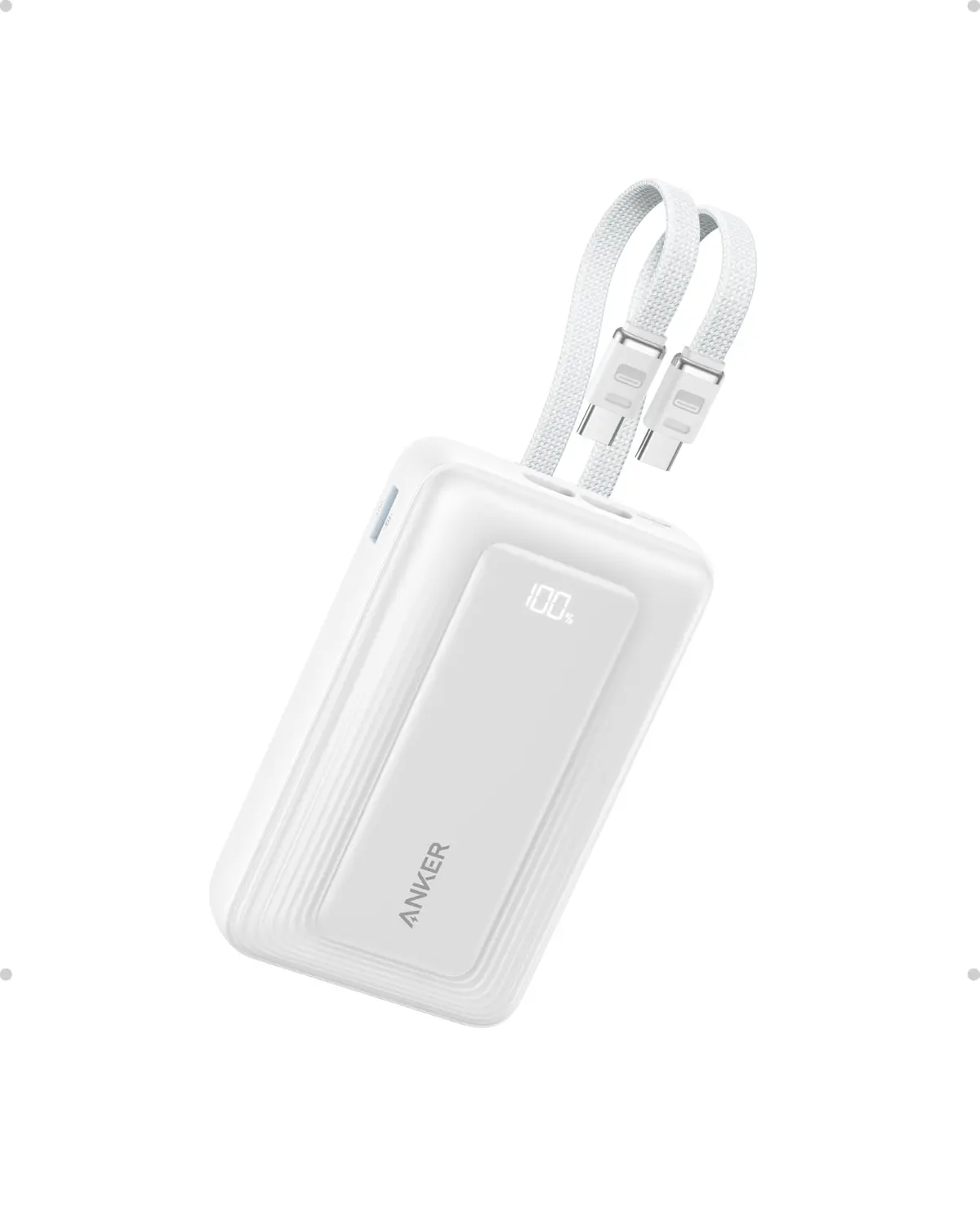 Anker Zolo Power Bank 20.000mAh, Turbo até 45W, Carregador Portátil | Carregamento Rápido, Cabos USB-C Duplos Integrados, Para iPhone 17/16/15, Samsung, Xiaomi, Motorola,iPad, MacBook Air, Branco