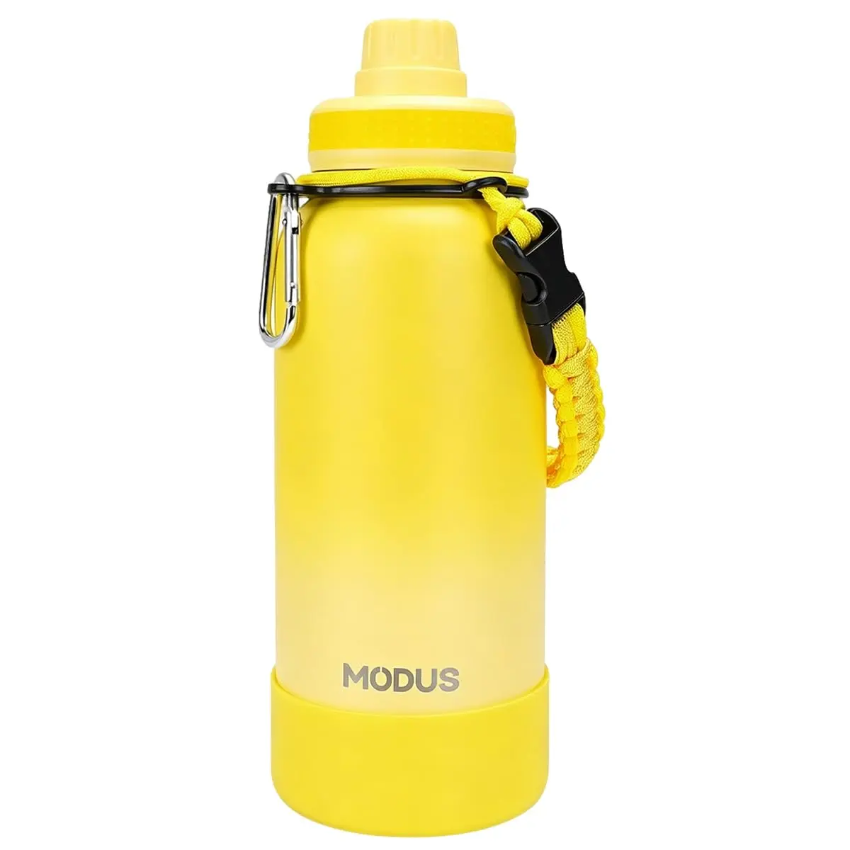 MODUS Garrafa Térmica 950ml - Parede Dupla de Isolamento 24horas Gelado | com Base Emborrachada Anti Derrapante, Alca Paracord (Gradiente Amarelo) - 1