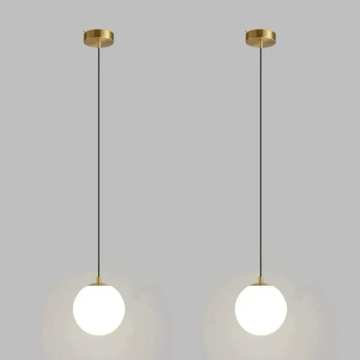 Kit 2 Peças Luminária Pendente Jabuticaba, Globo de Vidro 13cm, Dourado, com Lâmpada G9 3000K Branco Quente