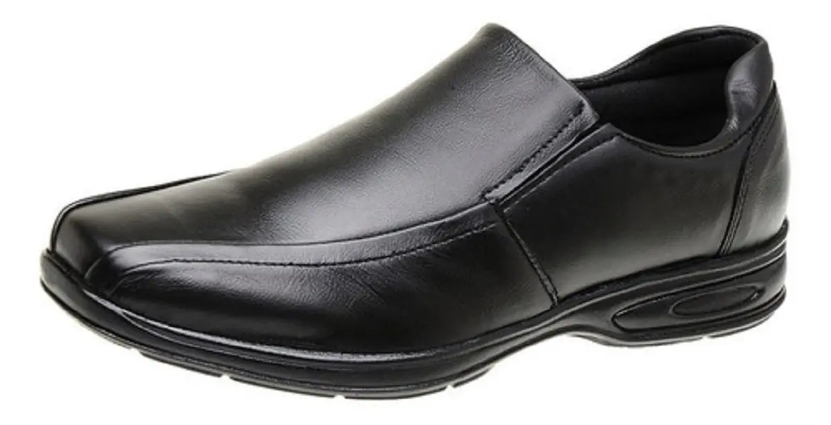 Franboots Sapato Social Masculino Couro Legítimo Anti Stress Conforto Ortopédico Preto com detalhes em cores variadas 37/44