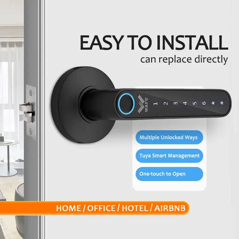 Múltiplas opções de desbloqueio com senha Phantom, impressão digital, aplicativo de gerenciamento inteligente Tuya, fechadura de porta para casa, escritório e hotel. - 1