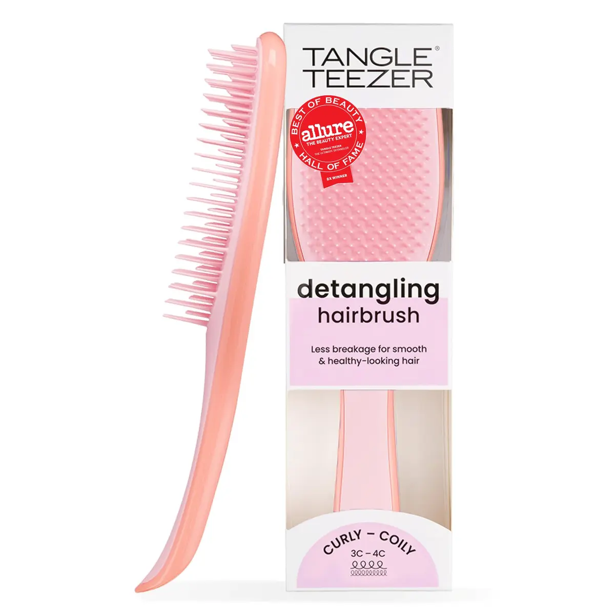 Tangle Teezer - Escova de cabelo desembaraçadora The Wet Detangler para texturas grossas a crespas. Ideal para o uso em fios úmidos Cor: Mango Pink