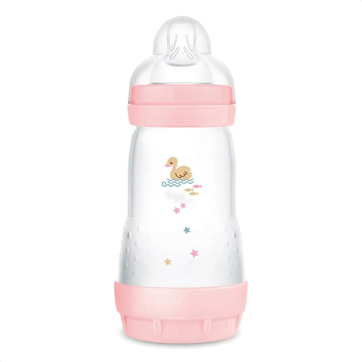 MAM Baby 1 Mamadeira Easy Start 160ml Anticólica e Menos Bolhas de Ar, para Crianças 0+ Meses Autoesterilizável e com Bico de Silicone Skinsoft, Rosa