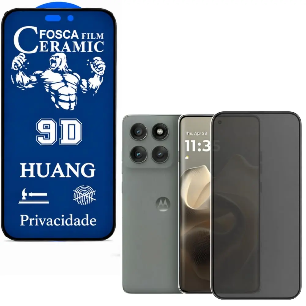 Película Cerâmica Fosca Privacidade para Moto Edge 60, Edge 60 Fusion e Edge 60 Pro, Proteção contra Riscos e Olhares, com Kit de Instalação