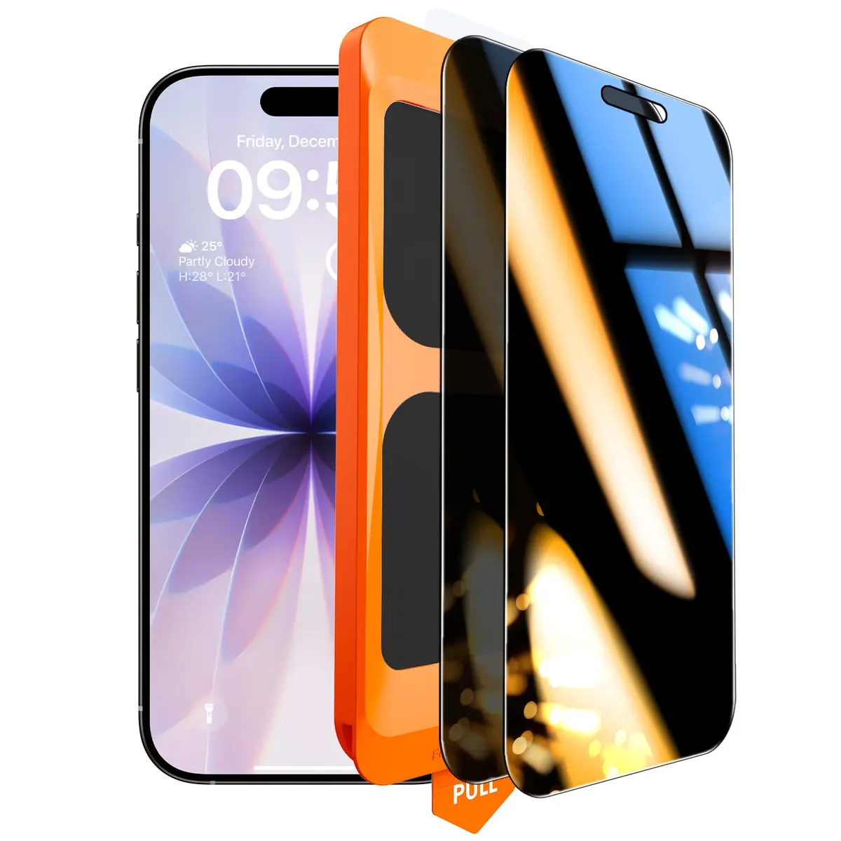 TOCOL Película Privacidade para iPhone 17 6.3", Instalação Fácil | Anti-espião 25°, Vidro Temp 9H+, Proteção Militar Anti-estilhaço de 8 Pés, Cobertura Total das Bordas, Anti-risco, 2 Unid - 1