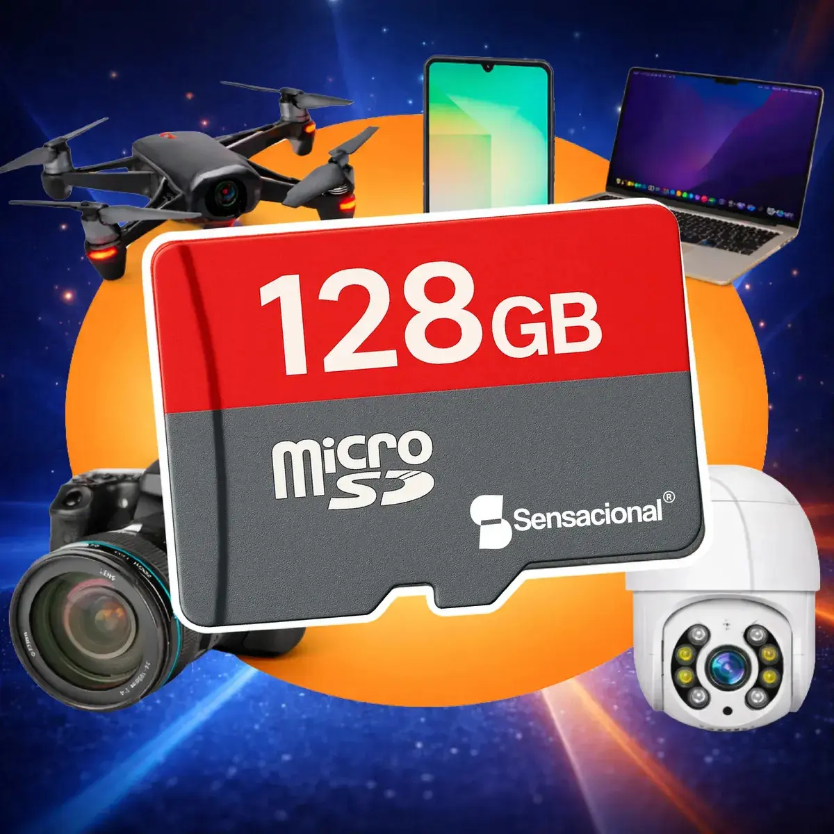 Cartão De Memória 128 Gb Para Câmeras Wi-fi Drones Micro Sd - 1