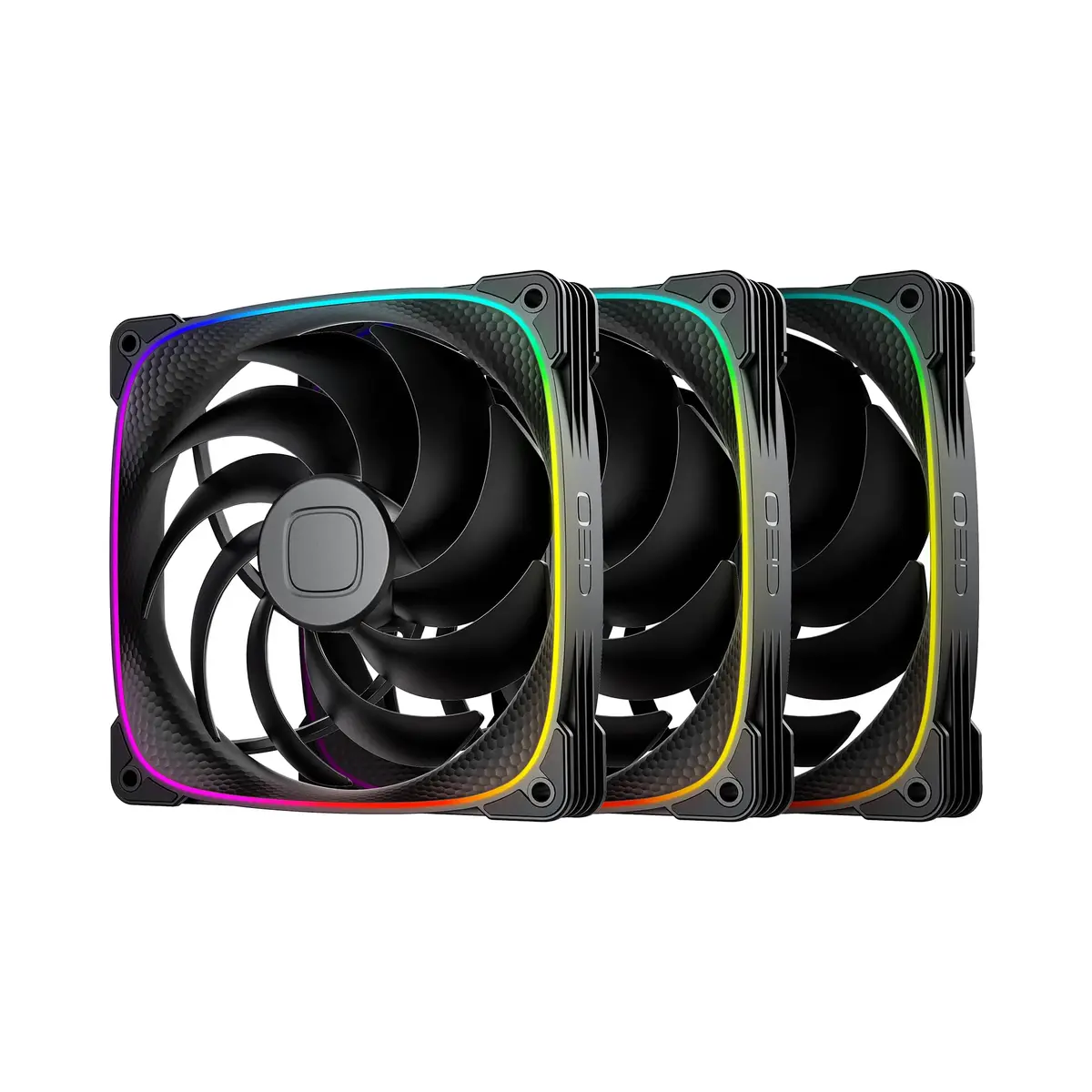 Kit 3 Fans Geometric Future Squama 2503B-14T ARGB Preto