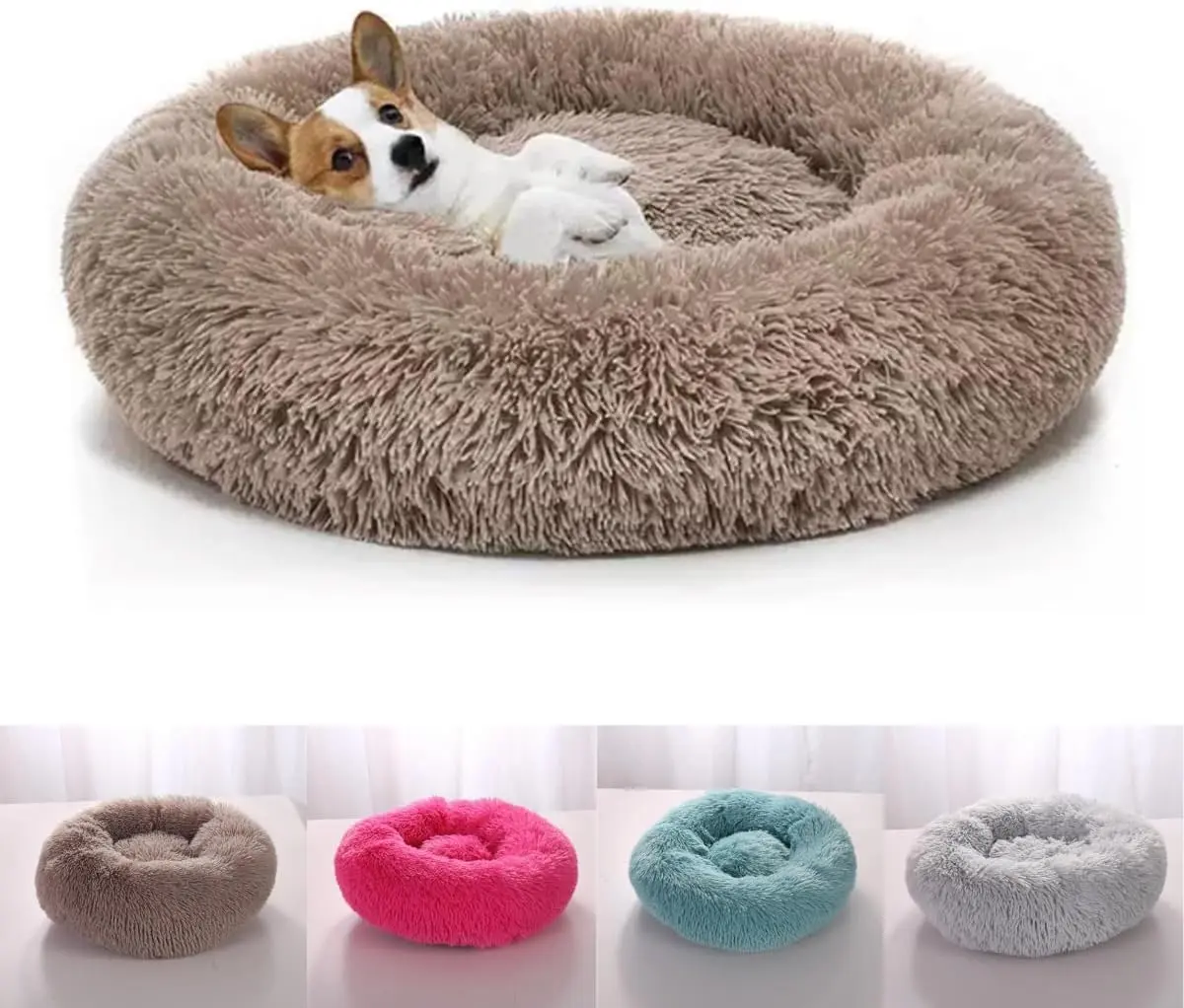Caminha Nuvem PELUCIA CAMA Redonda DONUT ANTIDERRAPANTE M 50CM (MARROM) | MATERIAL RESISTENTE, PODE LAVAR NA MAQUINA, NÃO SOLTA PELOS, TOQUE SUPER MACIO, QUALIDADE PREMIUM - 1