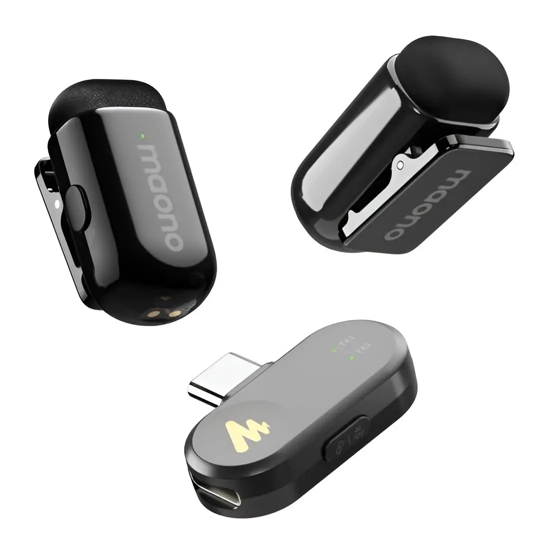 Kit de Microfones de Lapela Sem Fio Maono Wave T1 Mini e Lightning com Case de Carregamento WM622 LIGHTNING