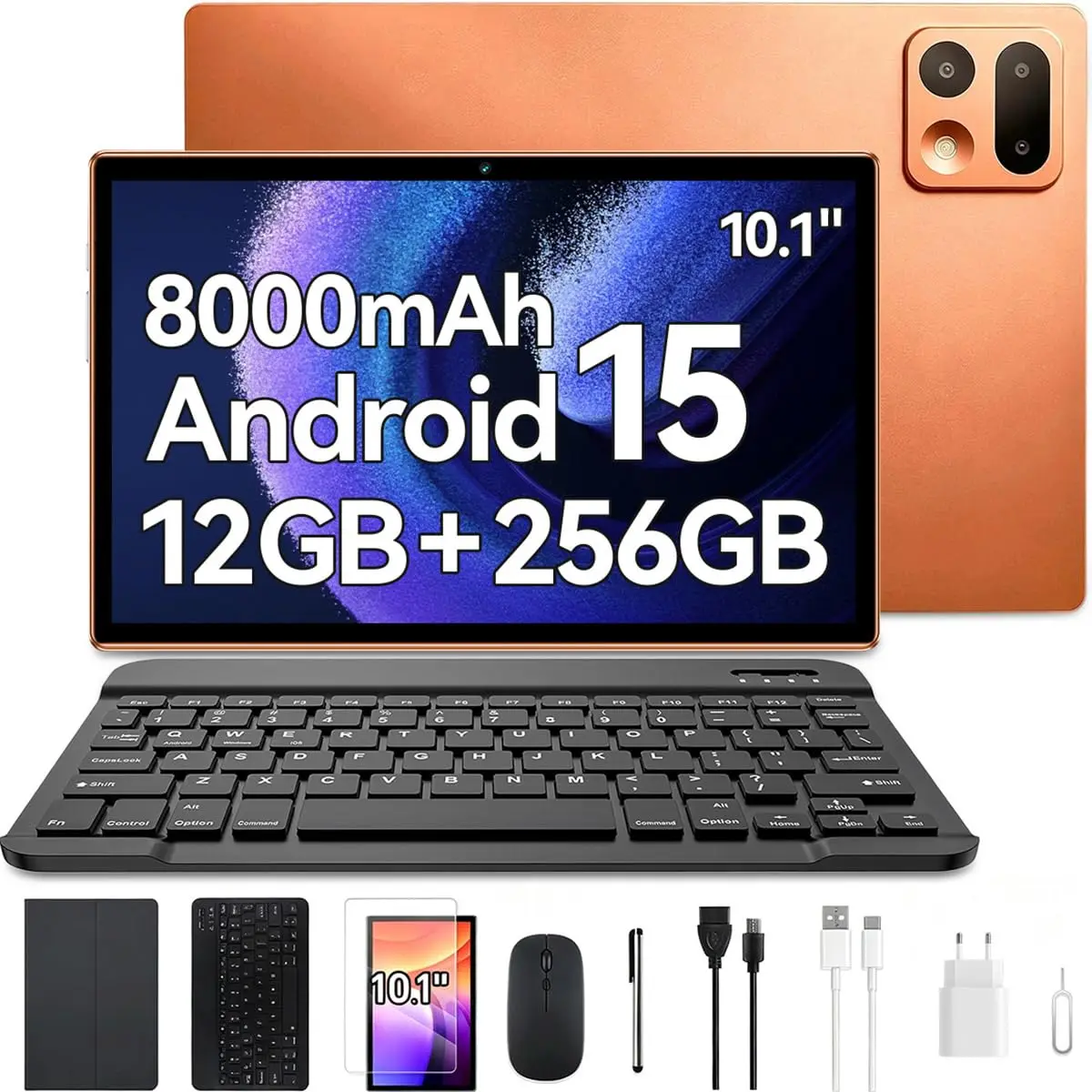 Tablet com Caneta e Teclado Xixaomiro S13 10.1" 12GB+ 256GB Laranja | CPU-A523 Câmera 13MP, Bateria 8000mAh, 5G Wi-Fi Tablet com Mouse Teclado, ideal para estudo e entretenimento