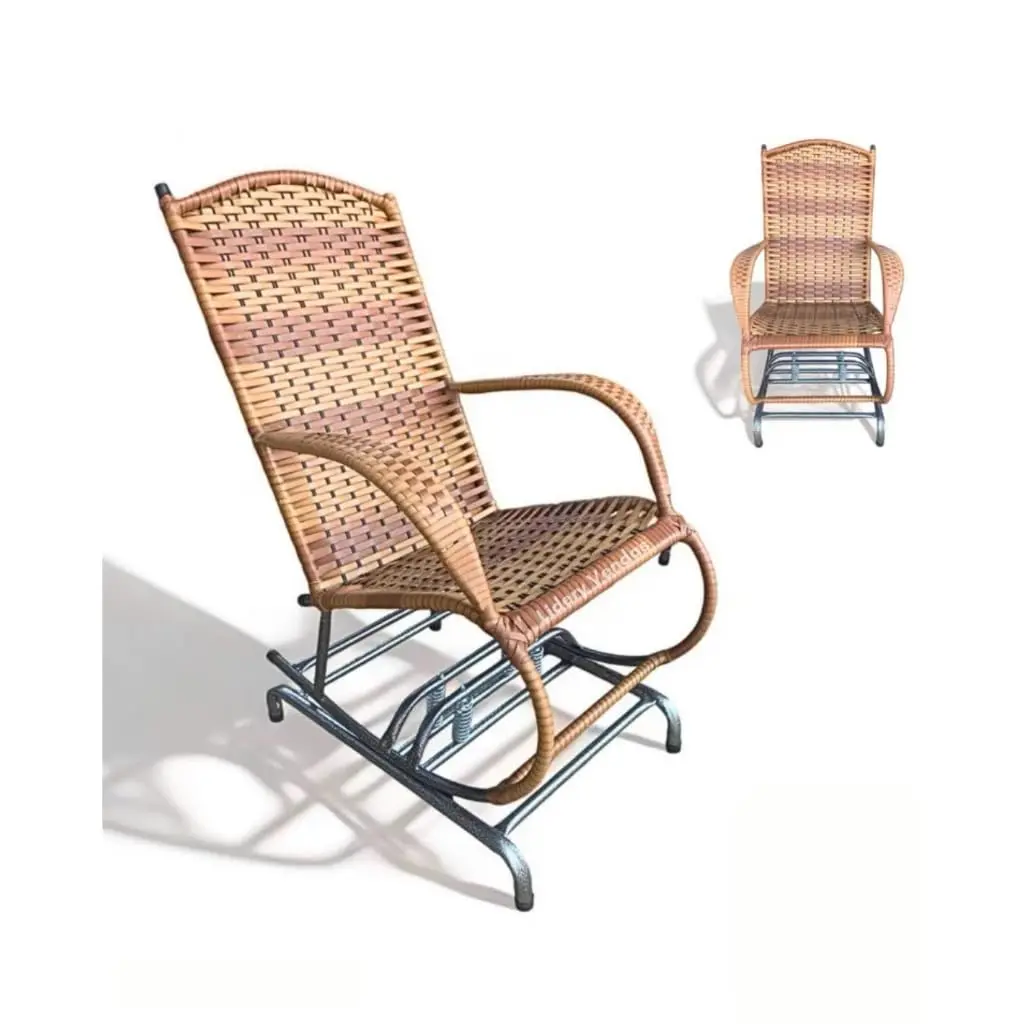 Cadeira de balanço, cadeira de balanço para varanda, Aliviar a fadiga na cabeça e na coluna cervical, Conforto e Estilo para Ambientes Externos como Varanda, Quintal e Jardim(Marrom Claro)