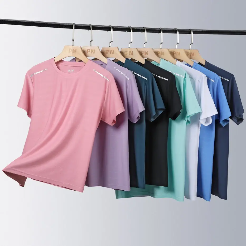 Mulheres correndo camiseta reflexiva alta elástica respirável correndo esportes camiseta verão de secagem rápida gelo seda legal mangas curtas - 1