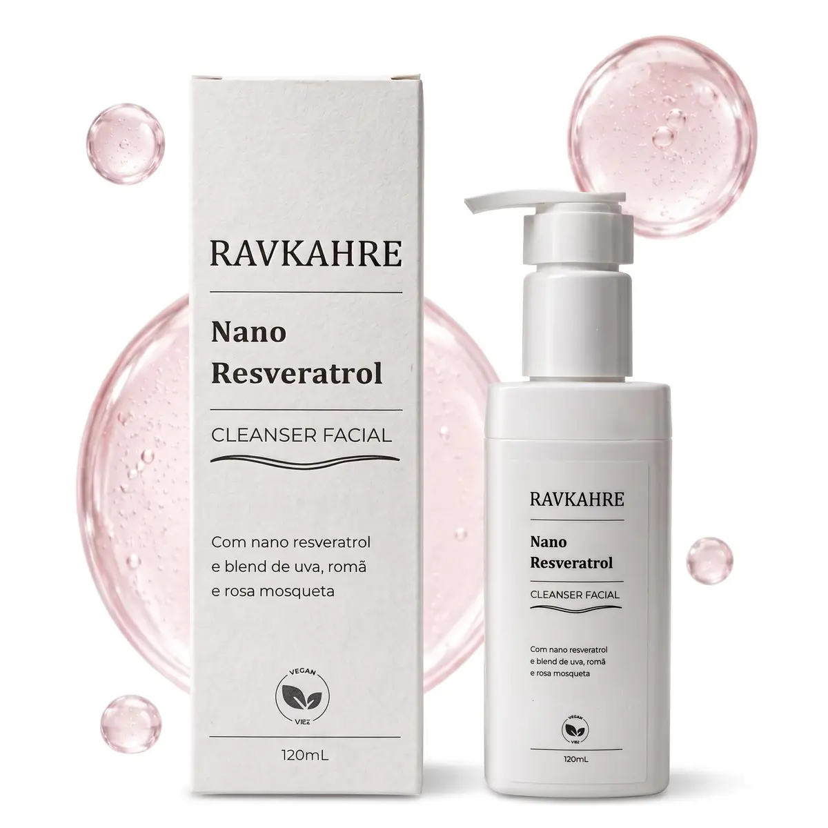 Sabonete Facial Anti idade Vegano - Limpa, hidrata e acalma sem agredir a pele - com Nano Resveratrol + Extrato de Rosa Mosqueta, Uva e Romã - Ravkahre