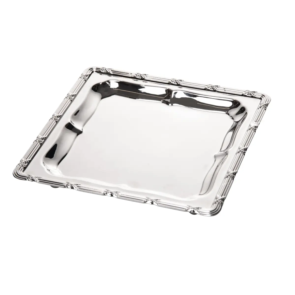 WOLFF - Bandeja com Pé Croisé 15,5cm x 15,5cm x 2,5cm Zamac Niquelado