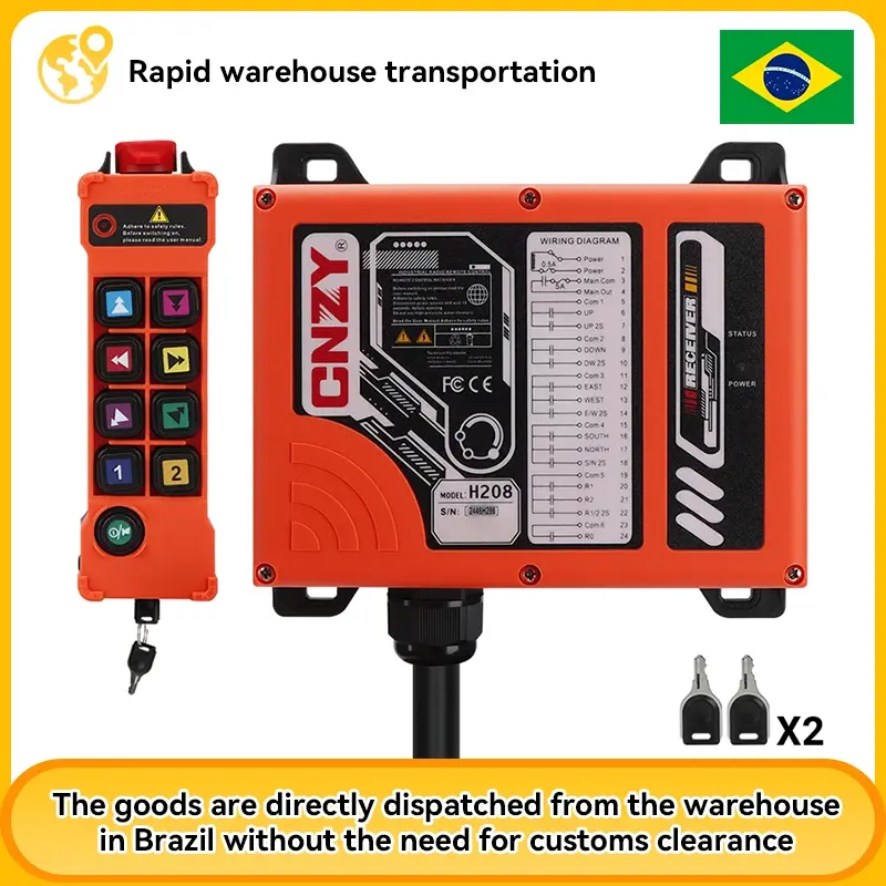 Guindaste de rádio industrial sem fio h208, velocidade dupla, interruptores de controle remoto, pista de elevação, ponte suspensa, controlador de guindaste, elevador