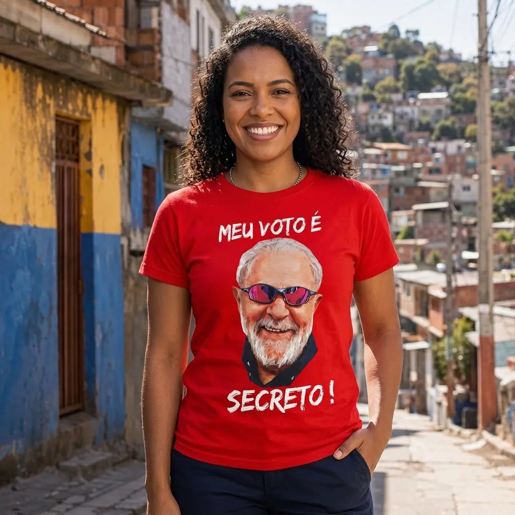 Camiseta Meu Voto é Secreto Estampada Unissex Algodão Manga Curta Eleições Brasil Estilo Casual - 1