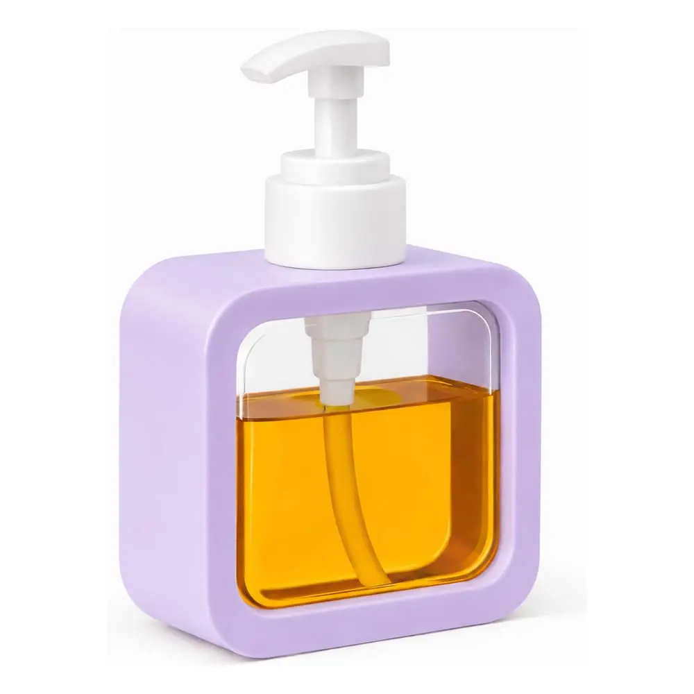 Dispenser de Sabonete Líquido 300 ml com Visor Transparente-Roxo | Prático, Recarregável e Ideal para o Uso Diário