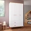 Guarda-Roupa Infantil Bartira Ternura com 3 Portas, 2 Gavetas - 106,8 cm de Largura - Branco Wood - 1