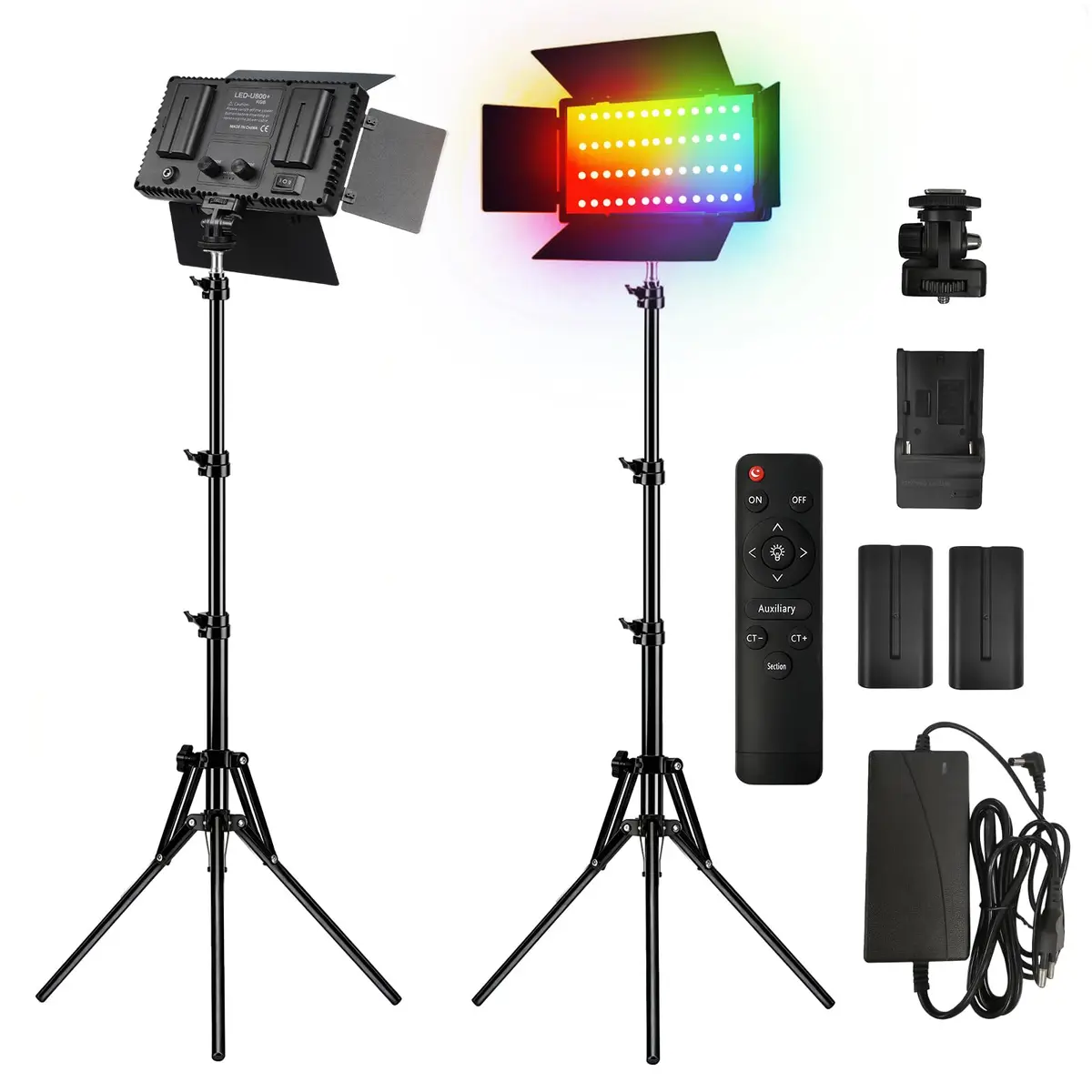 Kit de Iluminação LED RGB De Luz Vídeo 720 Pro | Brilho 0-100% , 3200K-5600K, Cores Ajustáveis ​​0-360, com Controle Remoto, para Vídeo e Fotografia - 1