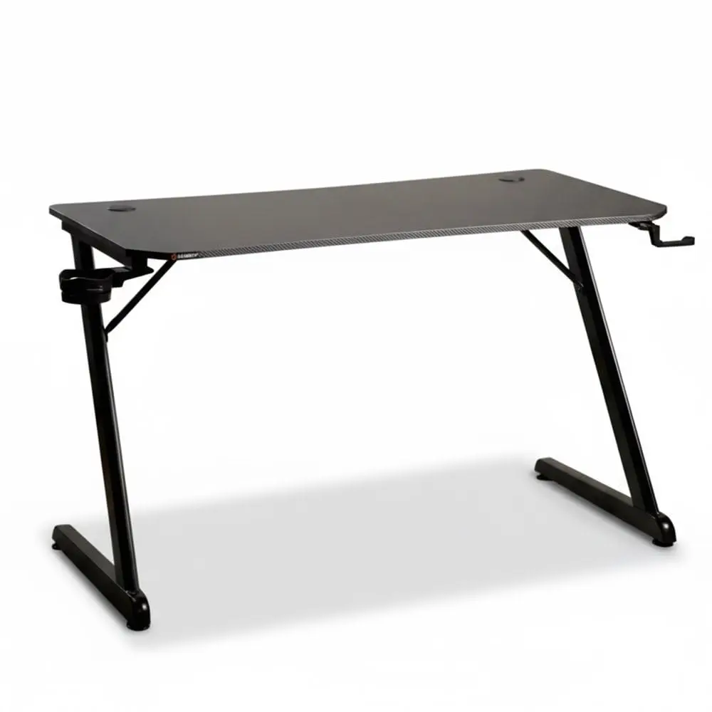 Mesa Gamer Husky Snow, Preto - Superfície em Fibra de Carbono, Suporte para Headset e Copo, Resistente à Umidade - HDG100