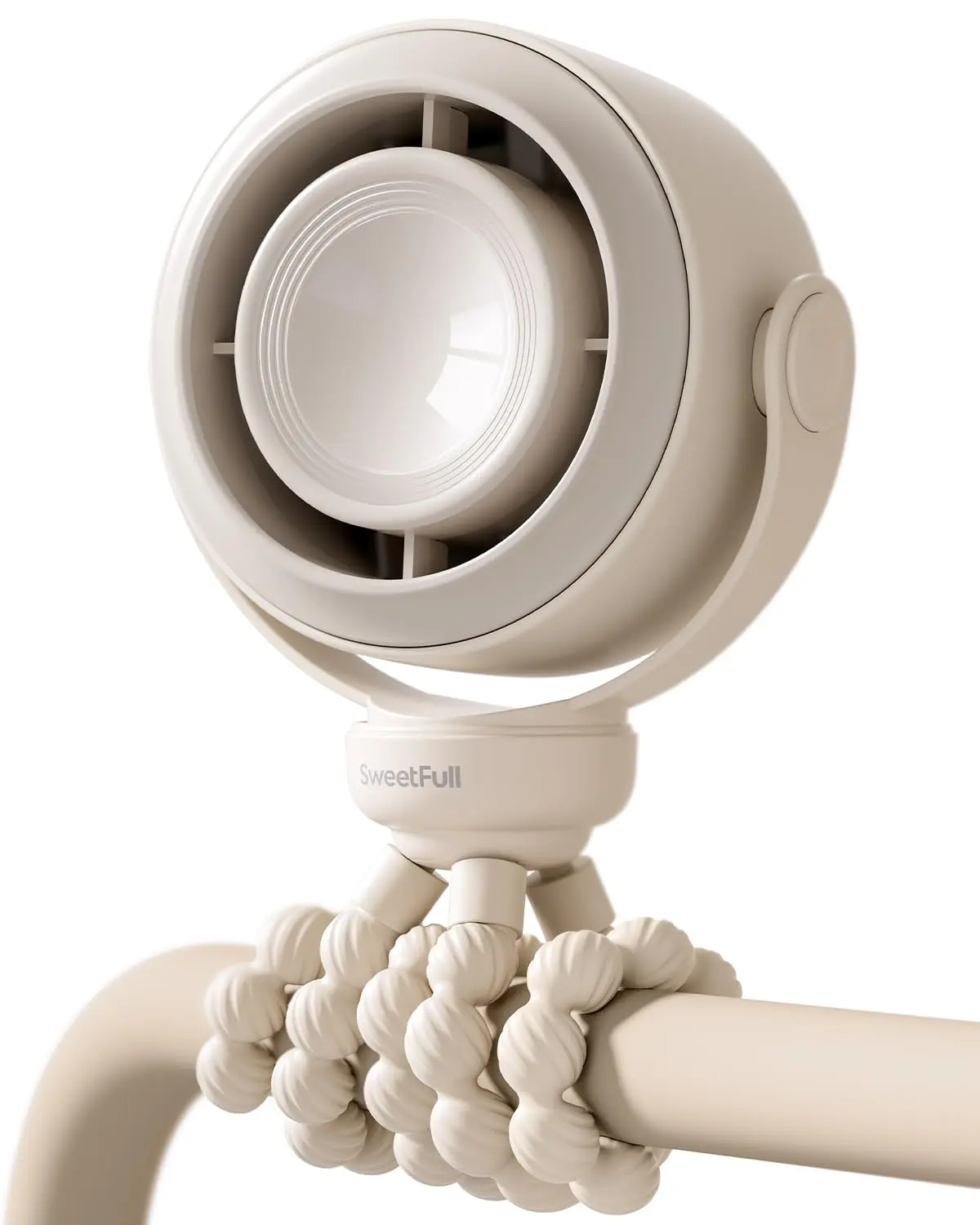 SWEETFULL Ventilador de carrinho portátil, ventilador de bebê à prova de | Fluxo de ar amplo da turbina; design seguro; tela de LED; 5 velocidades; 30dB silencioso; recarregável USB-C; mini ventilador - 1