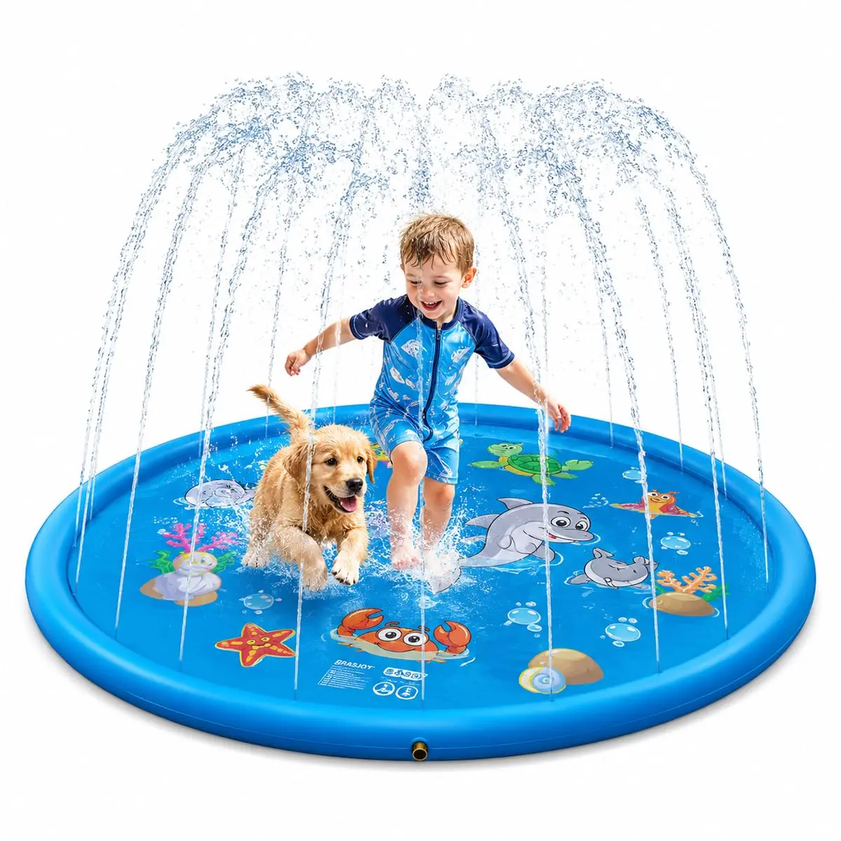 Piscina Infantil Inflável Splash Sprinkler Pad 170cm | Tapete de Água com Aspersão, para Crianças Ao Ar Livre