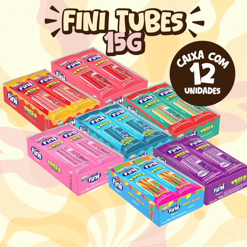 Balas De Gelatinas Tubes 15gr C/12 Unidades Fini