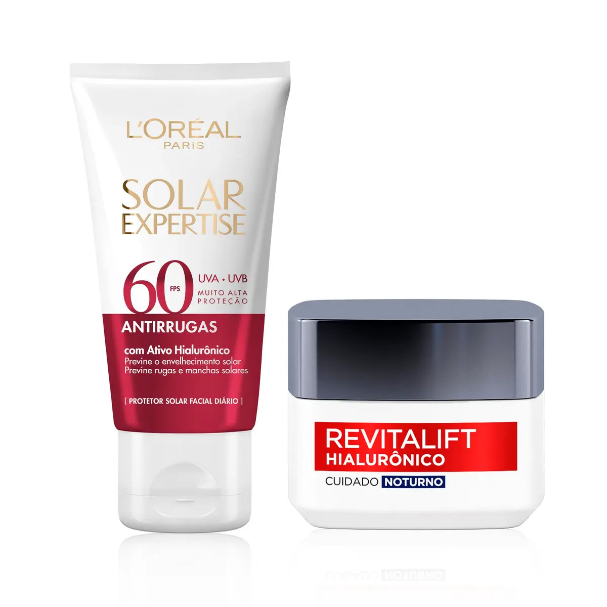 Kit Creme Revitalift Hialurônico Noturno 49g + Protetor Solar Expertise Facial Antirrugas FPS60 40g