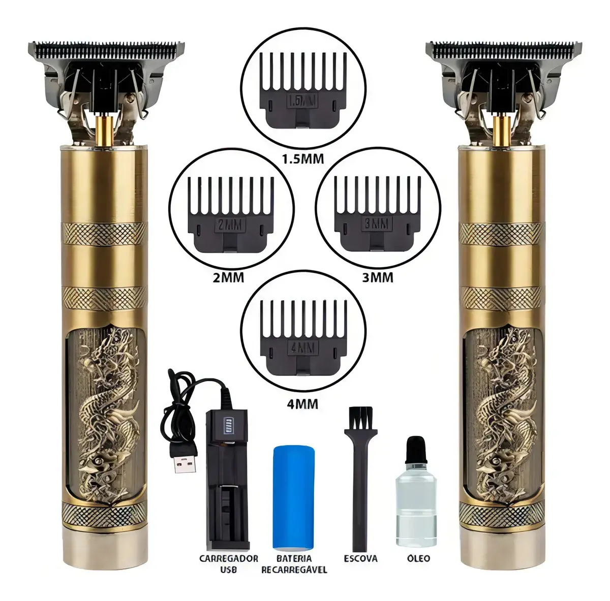 Maquina De Cortar Cabelo Barba Acabamento Dragão dourado
