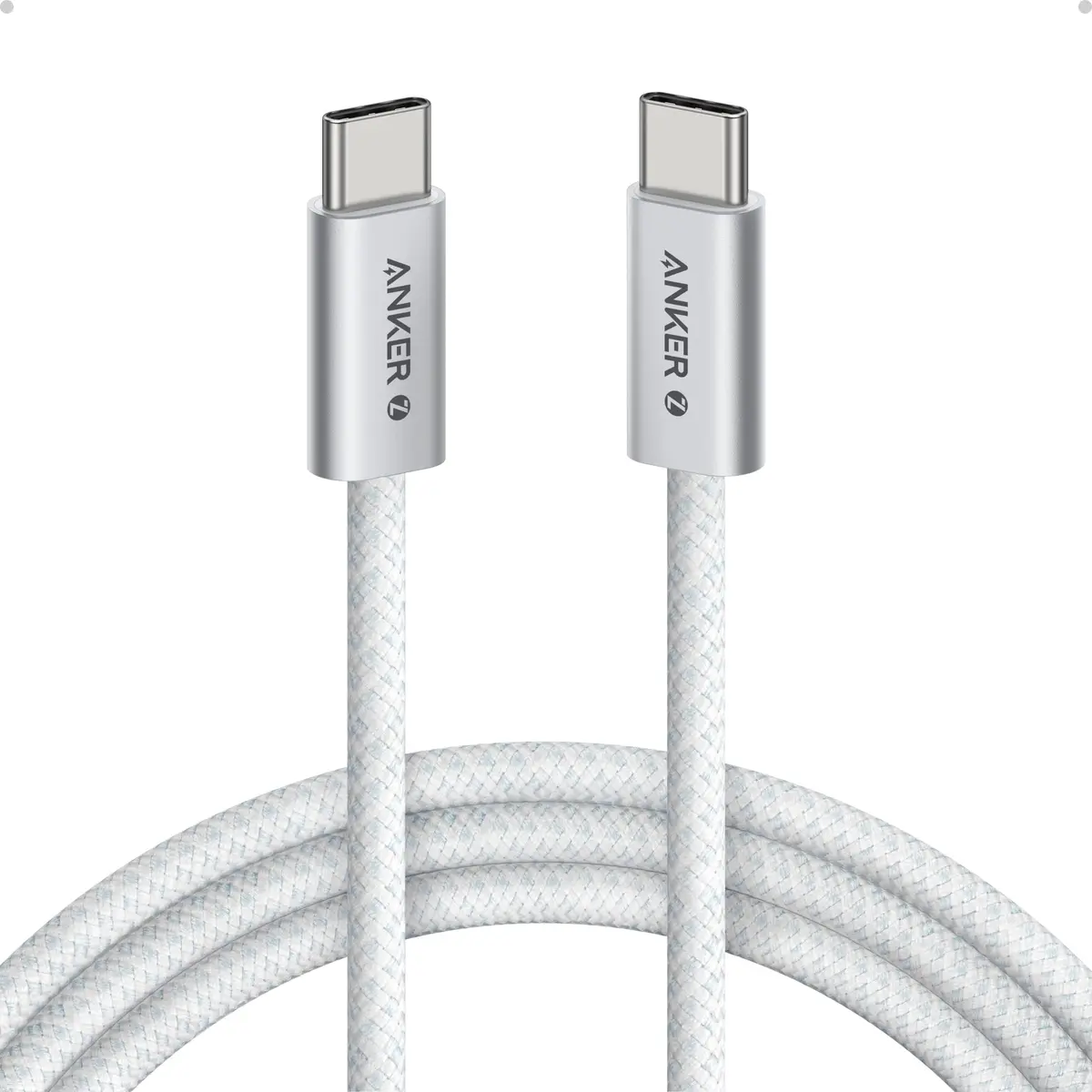 Anker Zolo Cabo USB-C para USB-C(Tipo C 1,8 m), 240W de Carregamento Rápido | Trançado e Livre de Sujeira, Conector Fino, para iPhone 18/17/16/15, Samsung, Xiaomi, MacBook, iPad, Tablet, Kindle, Branco - 1